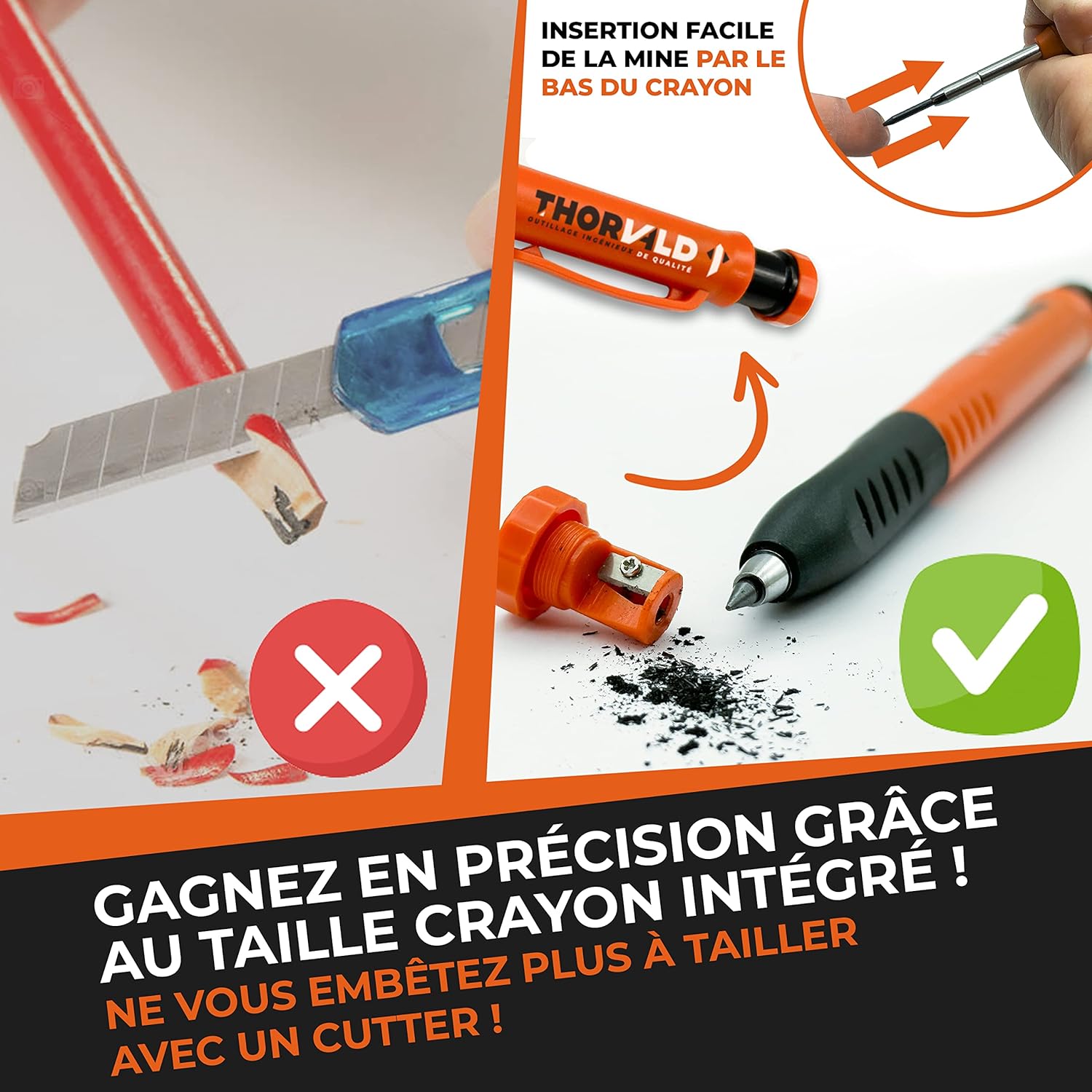 Crayon Chantier EXTENSIBLE [INCLUS 7 MINES + Taille Mine]