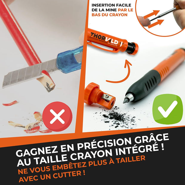 Crayon Chantier Extensible + 7 Mines Multi-Supports