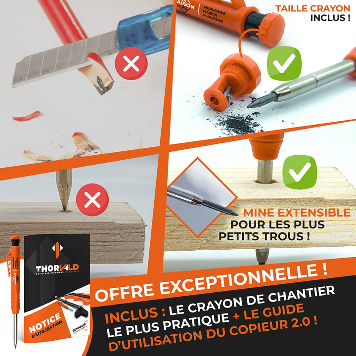Jauge de Contour 25cm PRO + Bras de Placement [ +CRAYON CHANTIER +NOTICE FR]