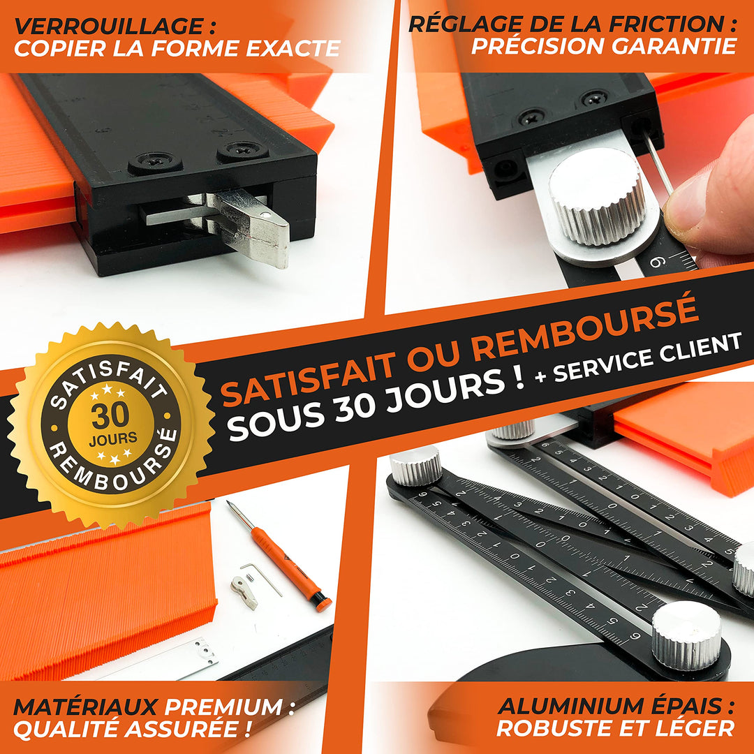 Jauge de Contour 25cm PRO + Bras de Placement [ +CRAYON CHANTIER +NOTICE FR]