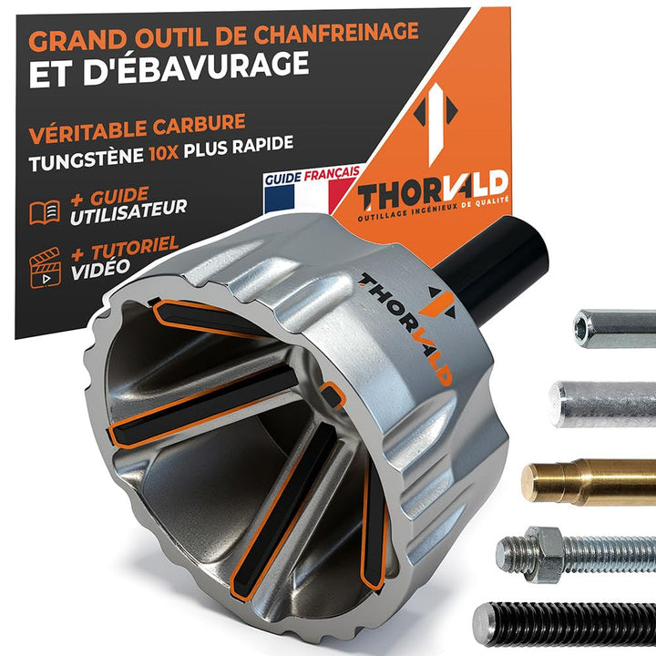 Ébavureur Chanfrein Extérieur XL — Lame Carbure de Tungstène [Métal · PVC · Ø 12-35 mm]