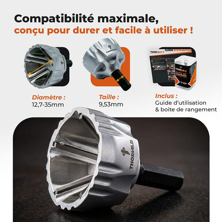 Ébavureur Chanfrein Extérieur XL — Lame Carbure de Tungstène [Métal · PVC · Ø 12-35 mm]
