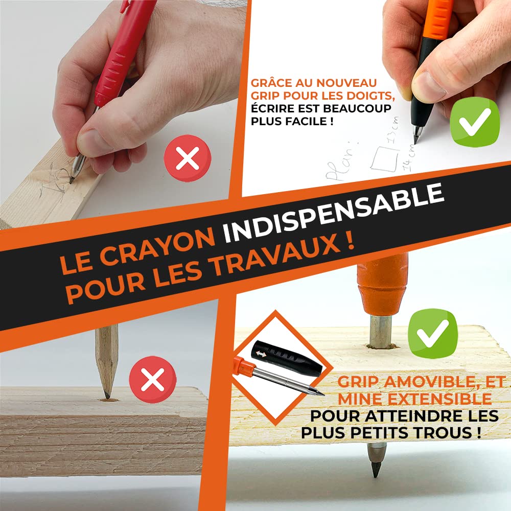 Crayon de chantier Thorvald — recharge 6 mines incluse