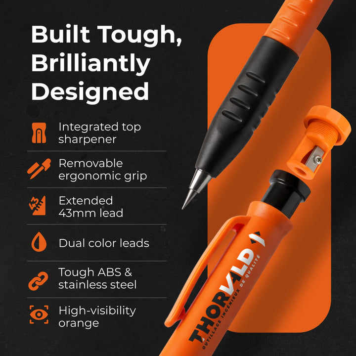 Pro Pack: 2 Carpenter Pencils + 38 Multi-Surface Leads + Sharpener