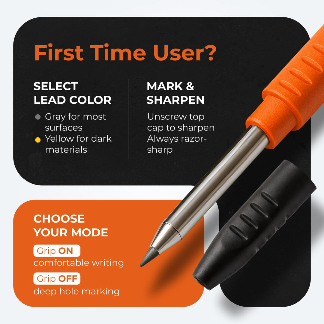 Pro Pack: 2 Carpenter Pencils + 38 Multi-Surface Leads + Sharpener