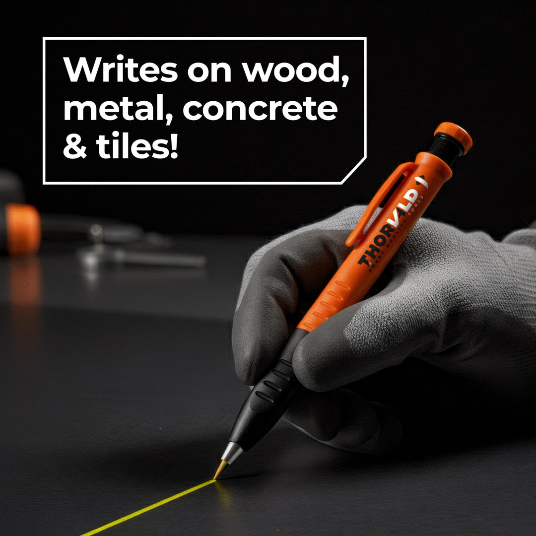 3-in-1 PRO Carpenter Pencil with Finger Grip [7 Leads + Sharpener]