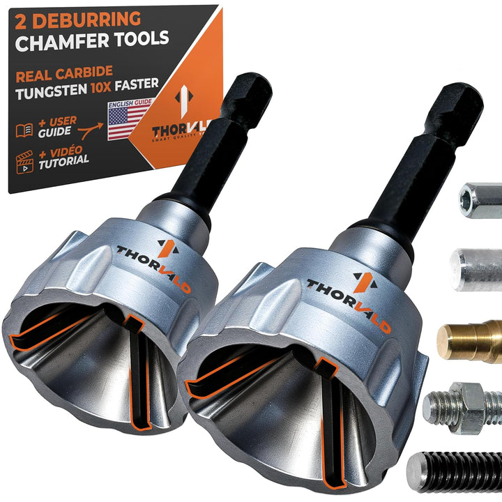 Lot de 2 Ébavureurs Chanfrein Extérieur — Lame Carbure de Tungstène [Métal · PVC · Impression 3D · Ø 3-19 mm]