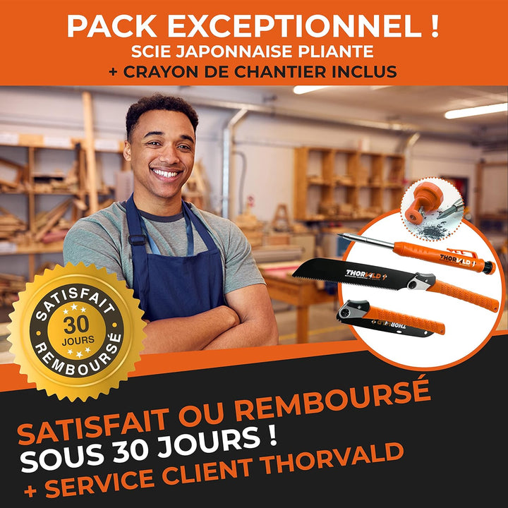 Scie japonaise Thorvald — crayon de chantier inclus