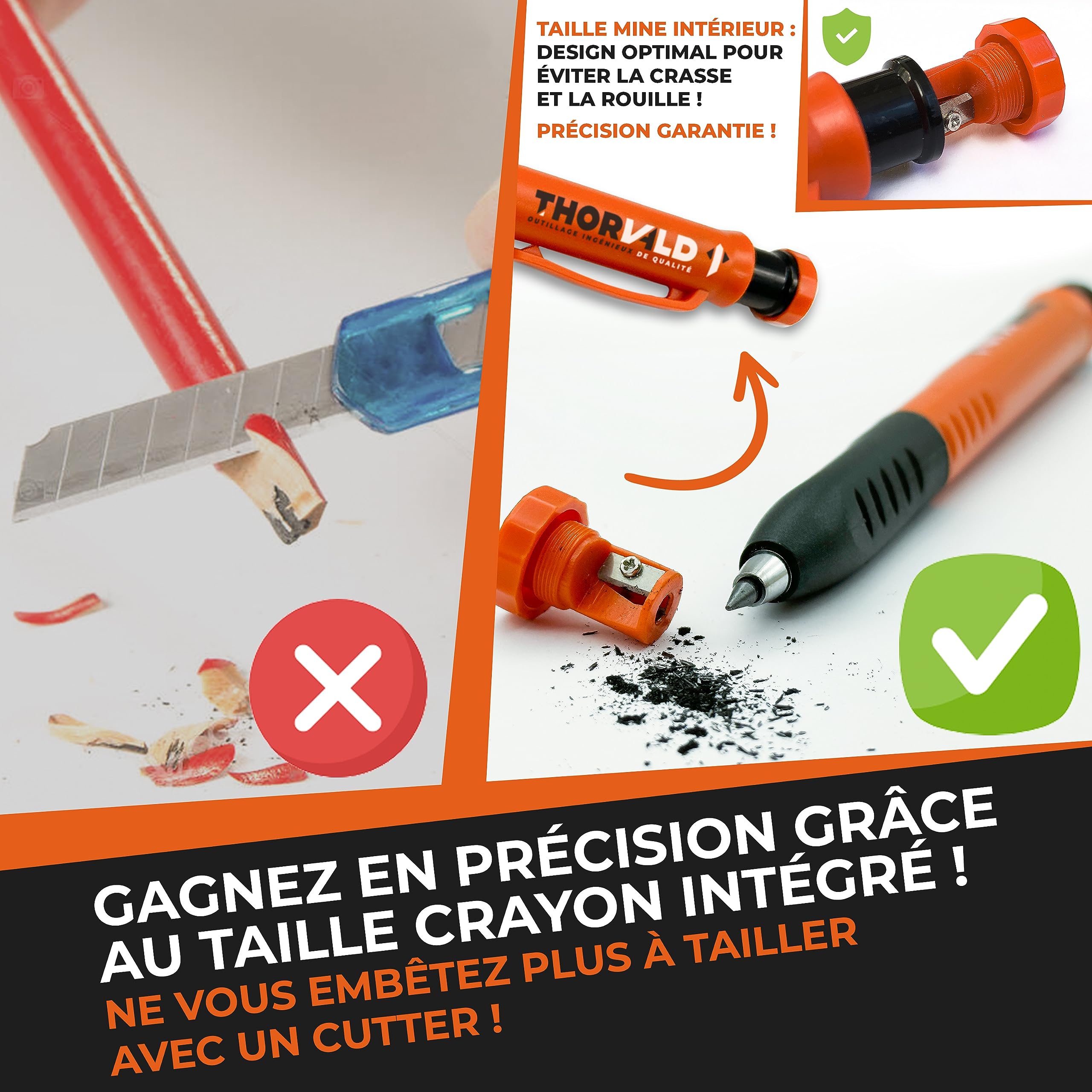 Crayon de chantier Thorvald — grip Easy-write amovible