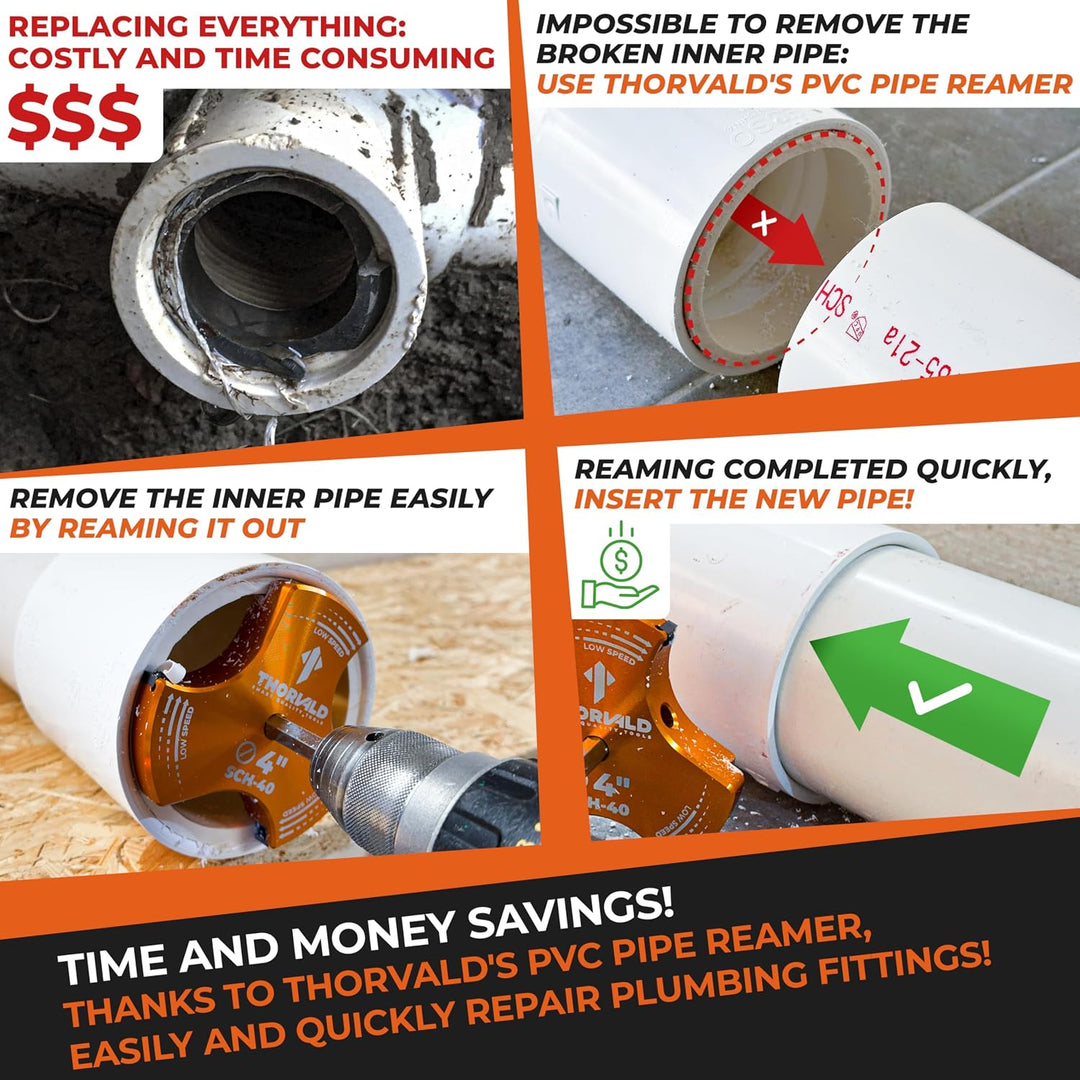 PVC Pipe Reamer TriForce — 7 Sizes with Tungsten Carbide Blades [Fitting Saver]