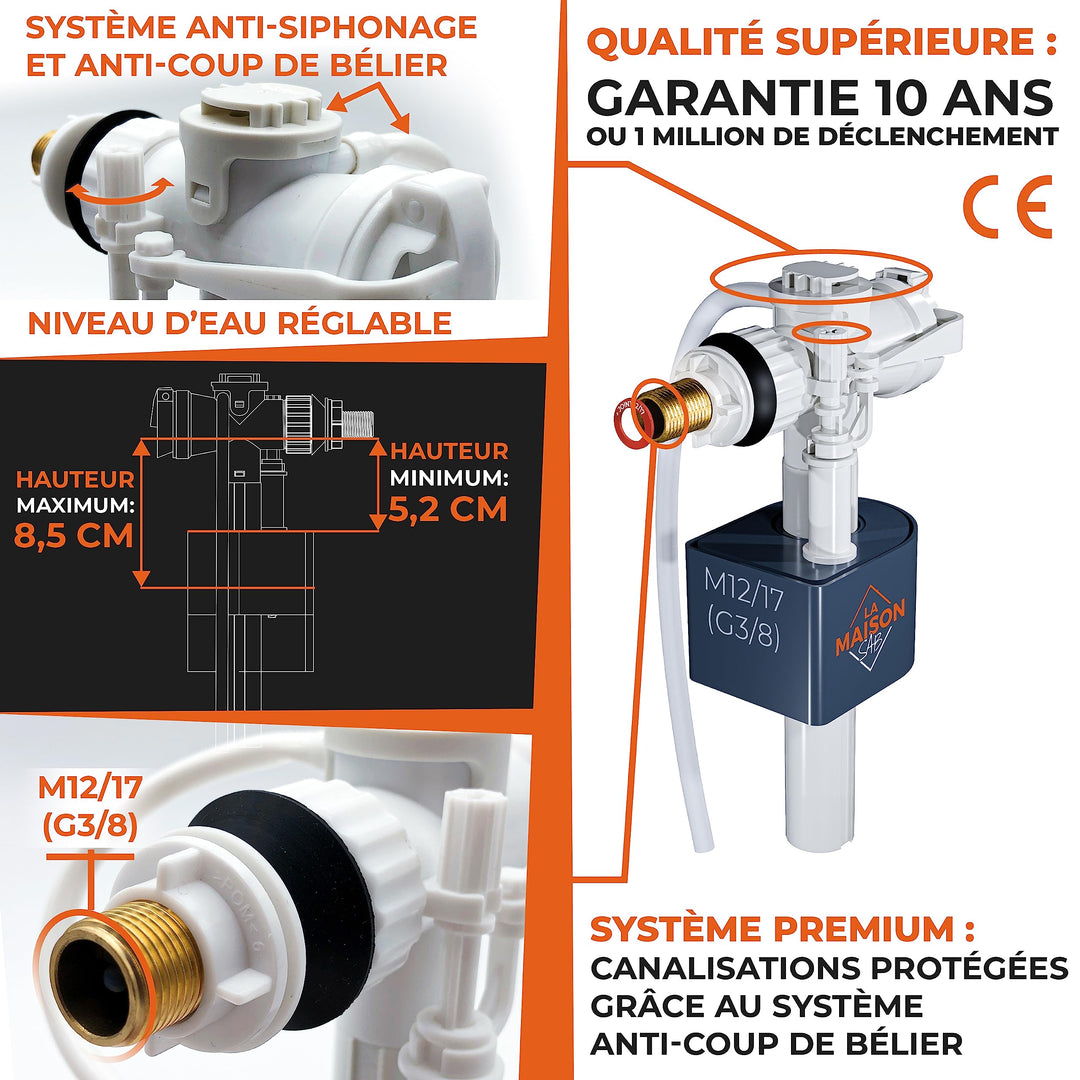 Flotteur WC Thorvald — raccords M12/17 G3/8