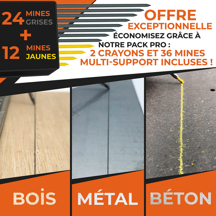 Pack pro crayons Thorvald — mines grises et jaunes