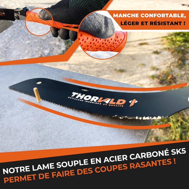 Scie japonaise Thorvald — 3 positions de coupe