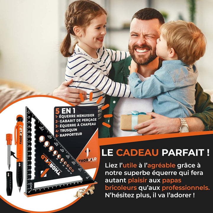 Équerre menuisier Thorvald — pack avec crayon de chantier