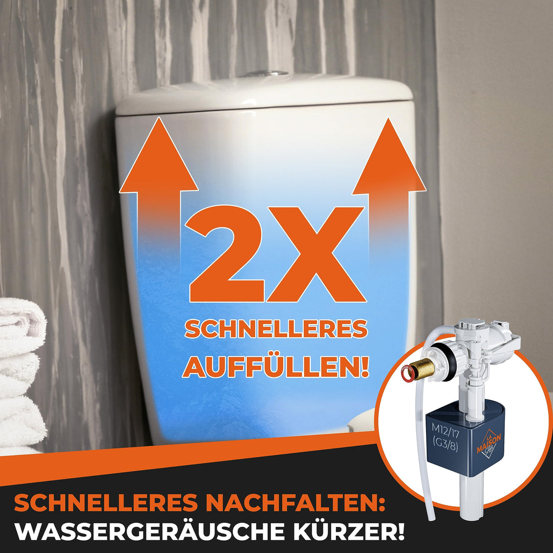 LA MAISON SAB Schwimmerventil: Spülkasten Ersatzteile, 10 Jahre Garantie, Einfache Montage mit Anleitung, Spülkasten Füllventil, Horizontal Einbau, Effizient, Wasserersparnis Weiß