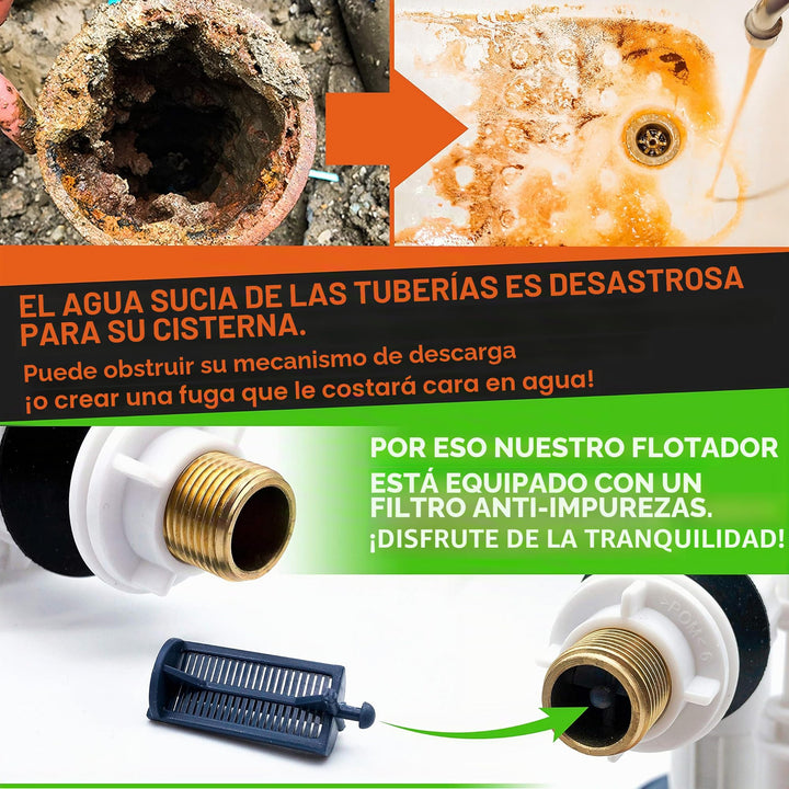 Boya Cisterna WC Ultra Rápida (Incluye Junta + Filtro + Instrucciones) – Mecanismo Horizontal con Grifo – Garantía 10 Años