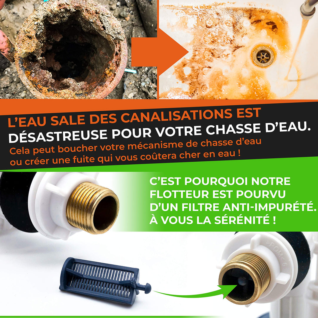 LA MAISON SAB Float Valve: Cistern Replacement Parts, Easy Assembly with Instructions (English language not guaranteed), Cistern Filling Valve, Horizontal Installation, Efficient, Water Saving White