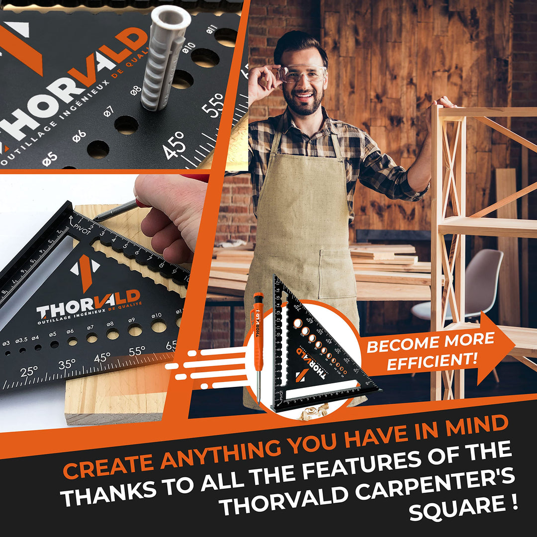 THORVALD 5 in 1 Speed Square 180 mm + Carpenter&
