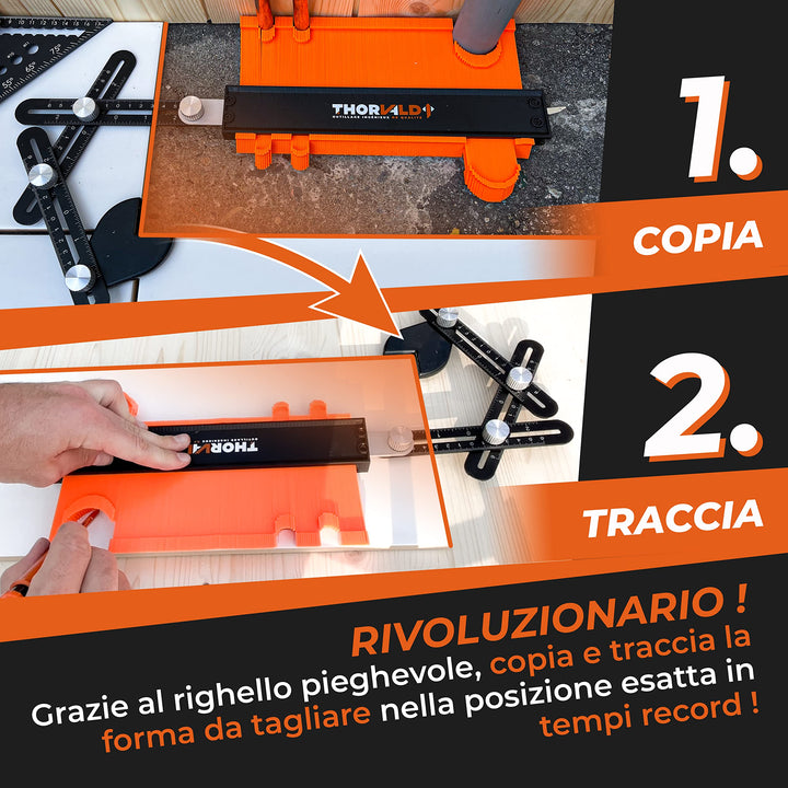 NUOVO Replicatore di Contorno PRO 25 cm + Braccio di Posizionamento [+ MATITA FALEGNAME +ISTRUZIONI] - Calibro per Contorni Regolabile + Replicatore di Forme per Piastrelle e Parquet