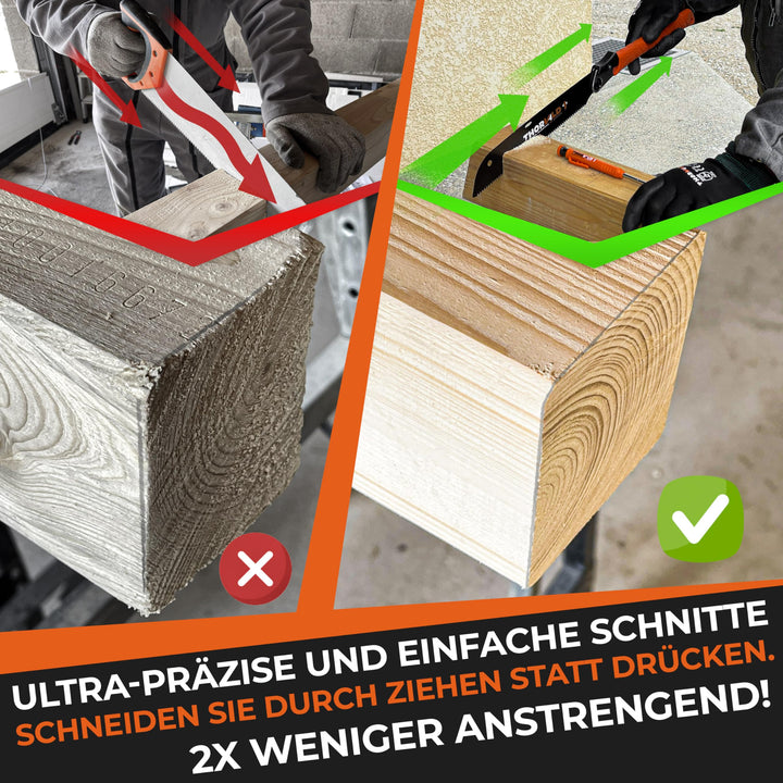 THORVALD Japansäge klappbar 240mm - Inkl. Tieflochmarker - Hochpräzise Profi Handsäge Holz &amp; PVC - Vielseitige Holzsäge Feinsäge Zugsäge Klappsäge Outdoor