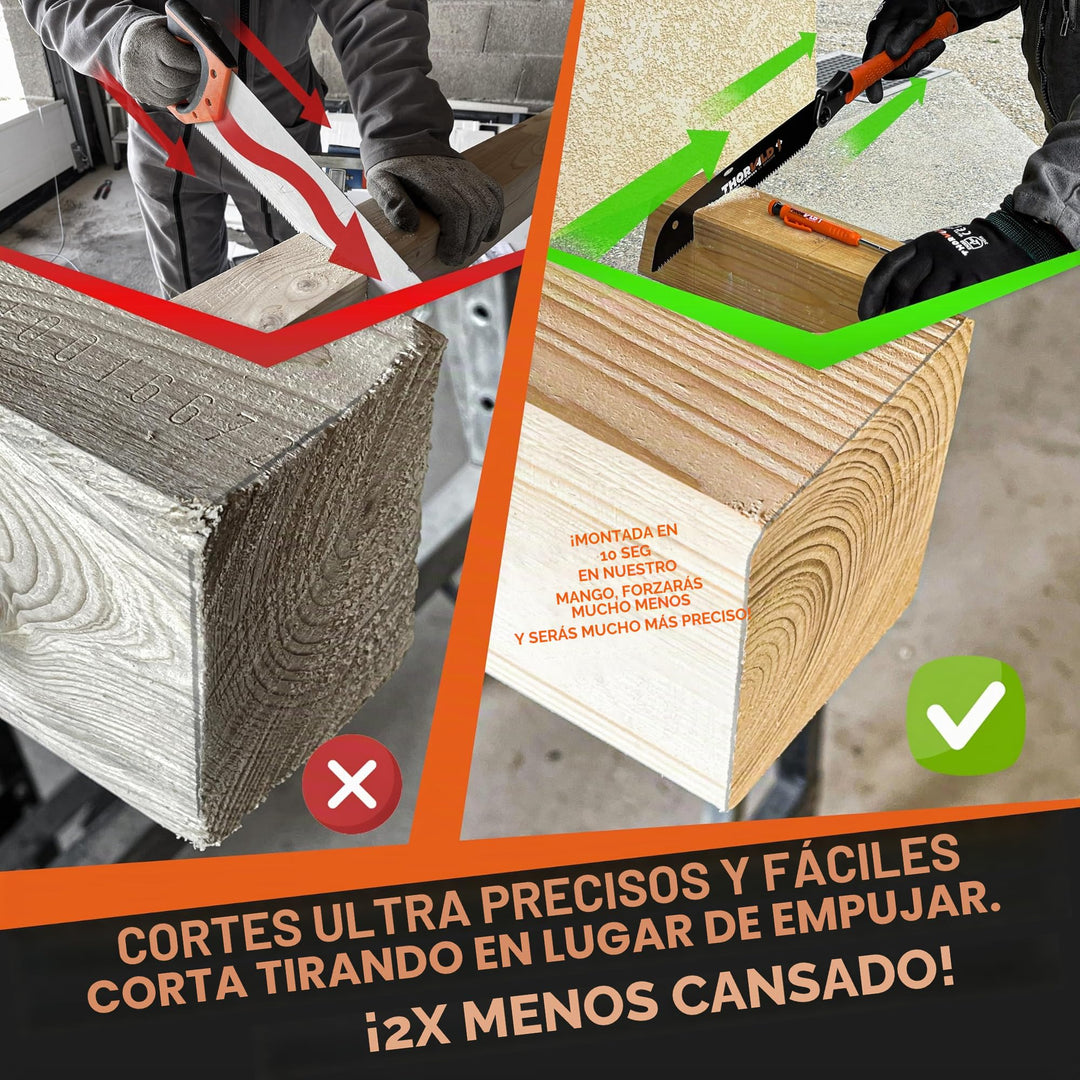THORVALD Sierra Japonesa Plegable 23 cm - Alta Precisión - Incluye Marcador de Agujeros, Sierra Madera y PVC - Herramienta Profesional