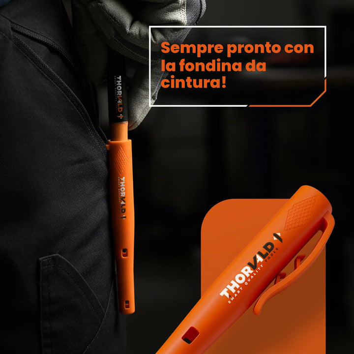 THORVALD Nuove Matite da Carpentiere con Fondina per Edilizia - Incl. 7 Mine + Temperino - Matite Meccaniche Solide con Punta Fine/Migliori Strumenti di Marcatura per Edilizia/Carpentieri/Scriber
