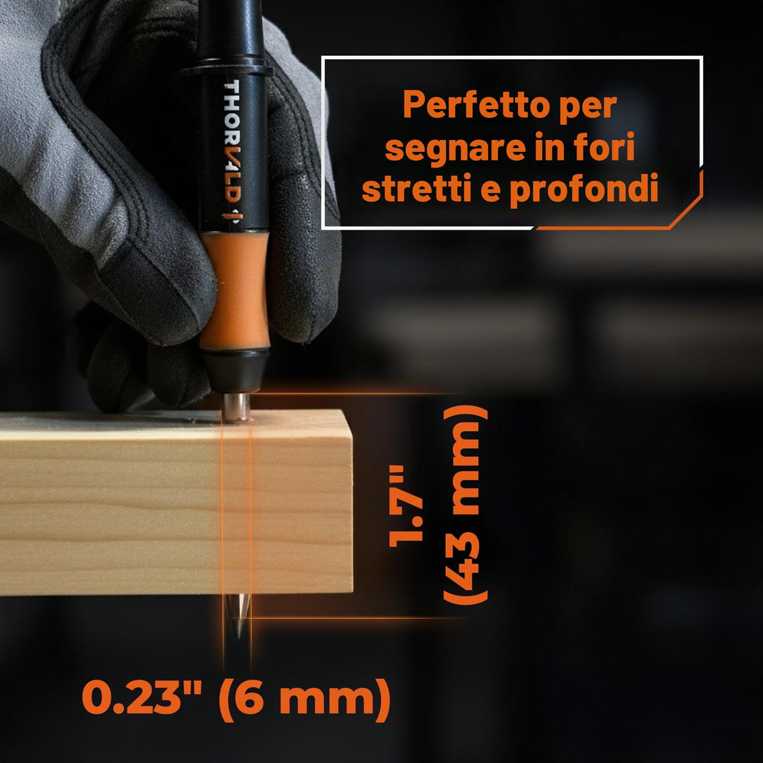 THORVALD Nuove Matite da Carpentiere con Fondina per Edilizia - Incl. 7 Mine + Temperino - Matite Meccaniche Solide con Punta Fine/Migliori Strumenti di Marcatura per Edilizia/Carpentieri/Scriber