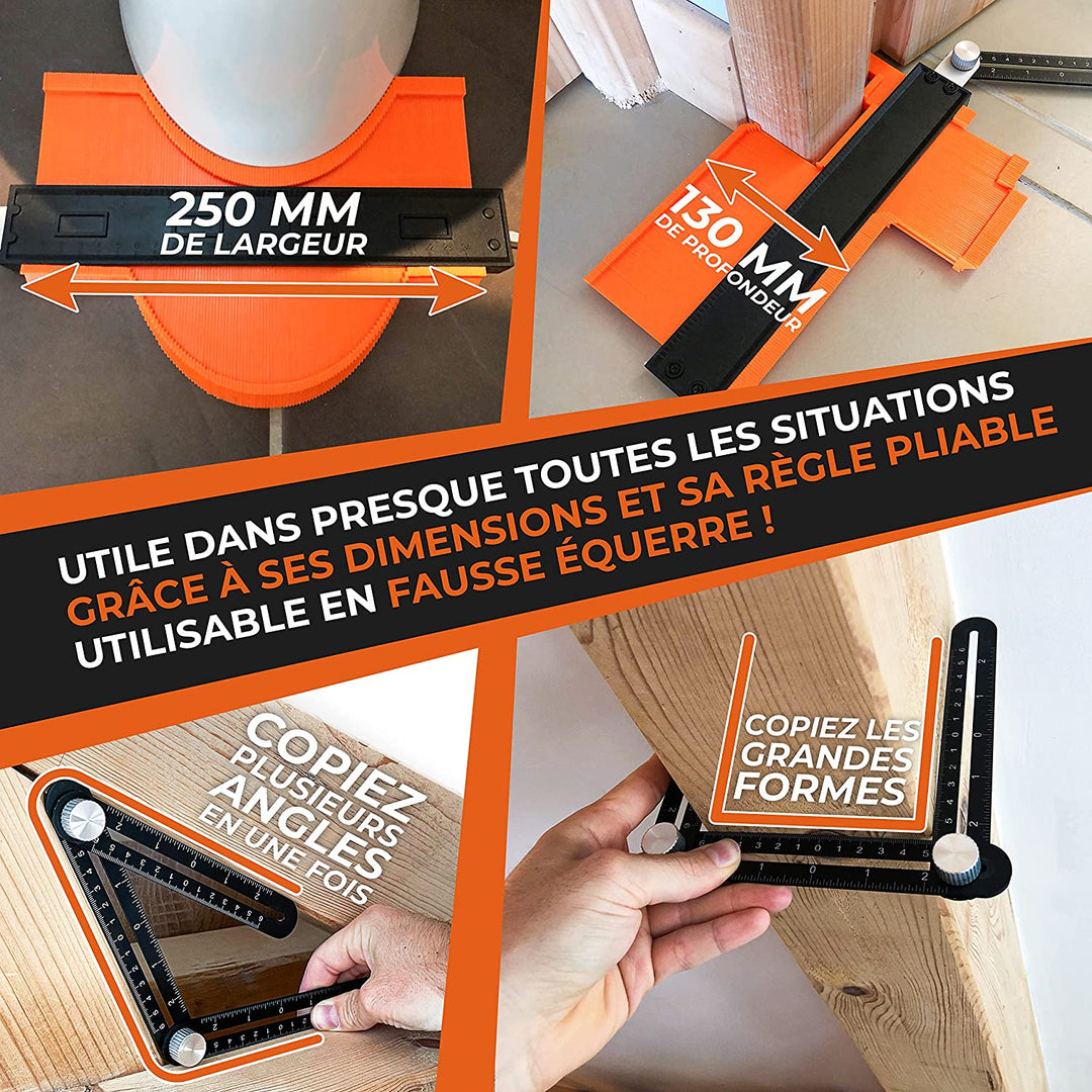 Règle De Traçage De Profil Avec Verrouillage - Jauge De Contour Avec Verrou Outil De Tracage Precis Menuiserie Mesure Bord Angle Duplicateur De Profil Règle De Traçage De Profil Avec Verrouillage - Jauge De Contour Avec Verrou Outil De Tracage Precis Menuiserie Mesure Bord Angle Duplicateur De Profil